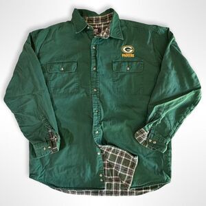 VTG 90s Lee Sports, Packers Men's Flannel Lined Green Button Shirt, XL NFL